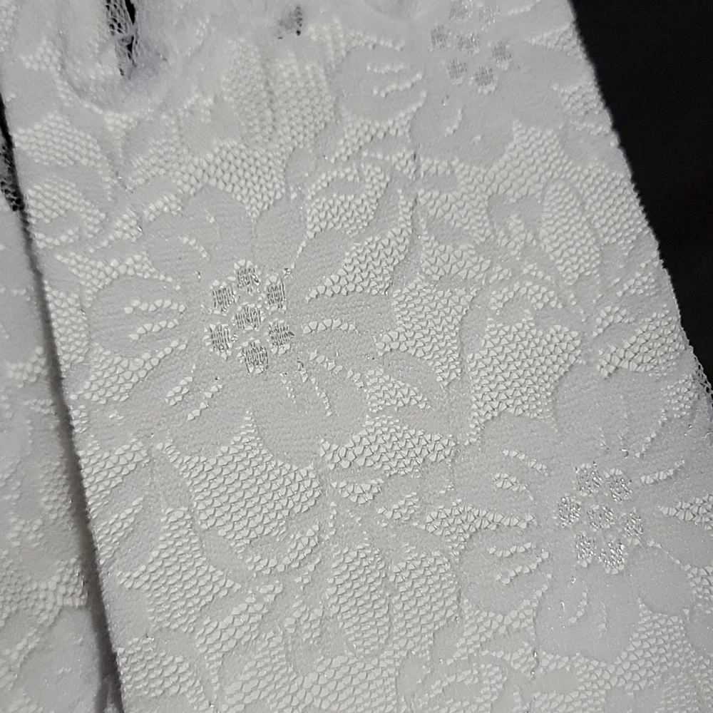 New Sheer Floral Bridal Gloves White Tulle Mesh Ruffle Cosplay Dress Up Stretch